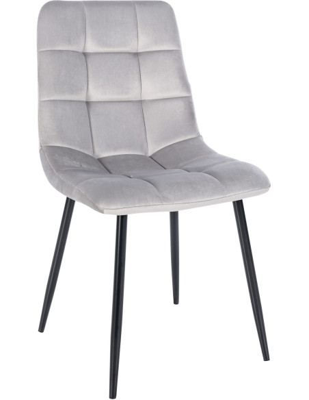 Chaise moderne en Velours Gris clair Métal Noir Mat Delphine - 1