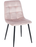 Chaise moderne en Velours Rose poudré Métal Noir Mat Delphine