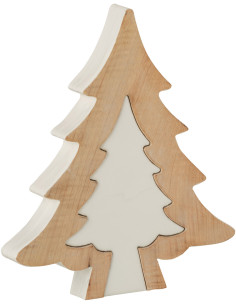 Décoration de Noël Sapin Puzzle 30 cm en Bois de manguier Blanc Naturel - 1