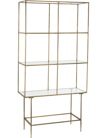 Étagère 3 niveaux April en Métal Doré Verre J-Line - 1