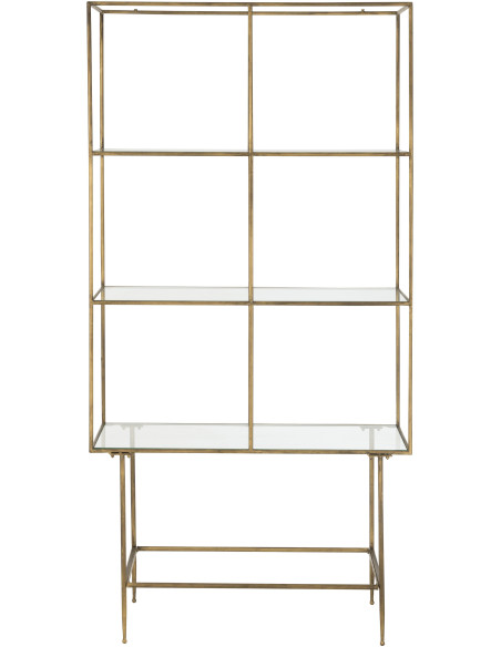 Étagère 3 niveaux April en Métal Doré Verre J-Line - 3