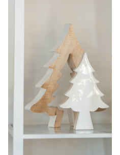 Décoration de Noël Sapin Puzzle 30 cm en Bois de manguier Blanc Naturel - 2