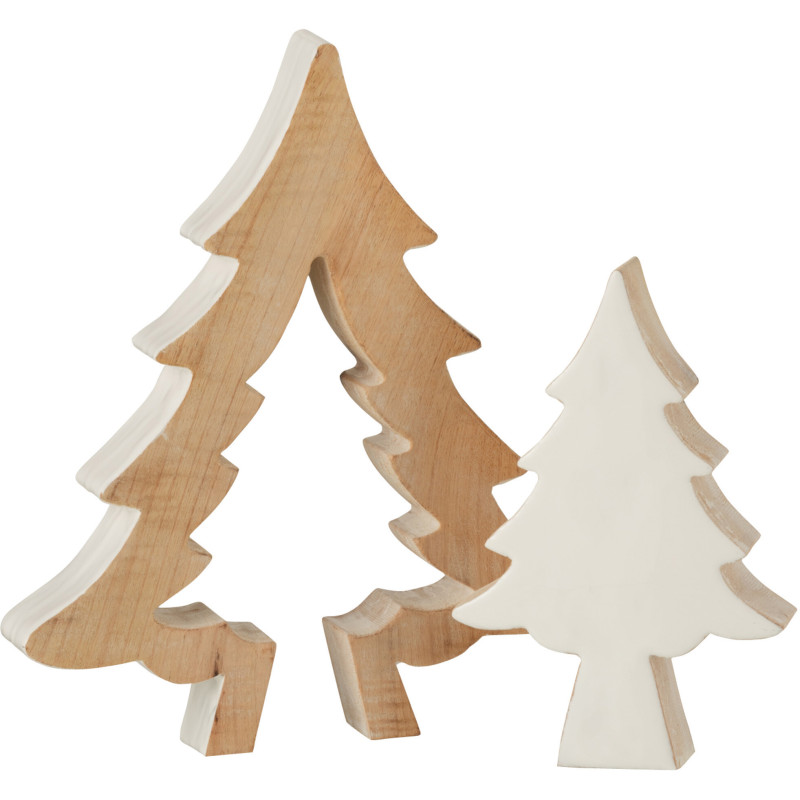 Décoration de Noël Sapin Puzzle 30 cm en Bois de manguier Blanc Naturel - 3