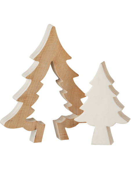 Décoration de Noël Sapin Puzzle 30 cm en Bois de manguier Blanc Naturel - 3