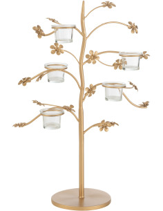 Photophore original Arbre 5 bougies en métal doré 54 cm - 1