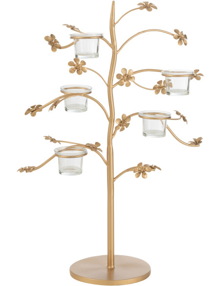 Photophore original Arbre 5 bougies en métal doré 54 cm - 1