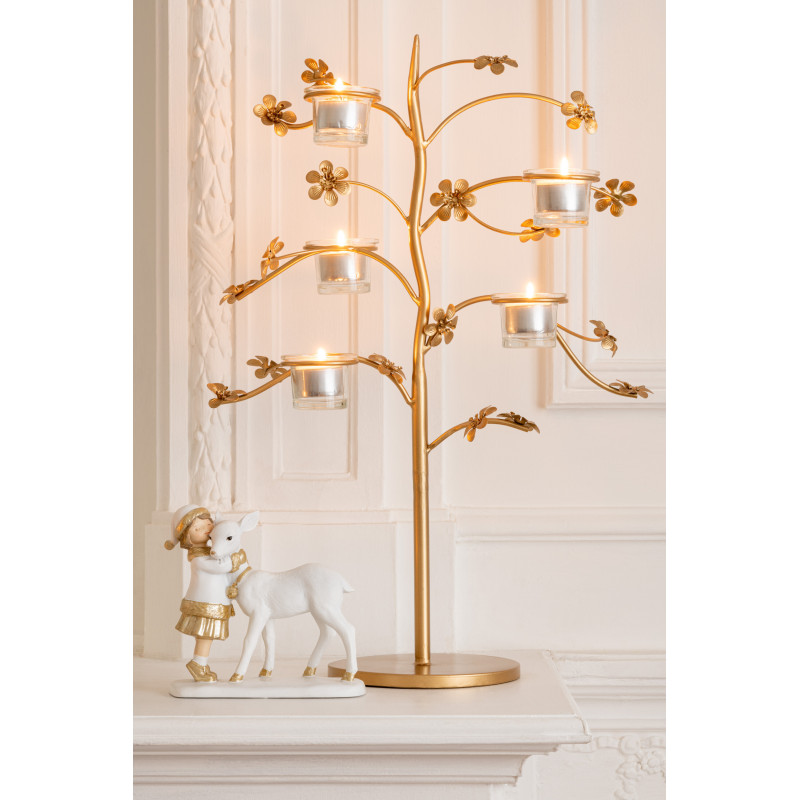 Photophore original Arbre 5 bougies en métal doré 54 cm - 2