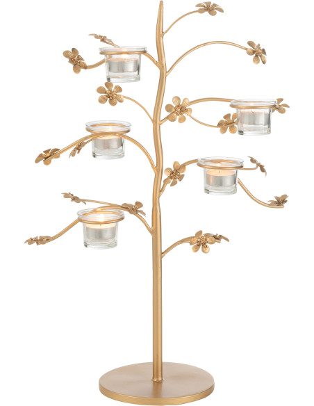 Photophore original Arbre 5 bougies en métal doré 54 cm - 3