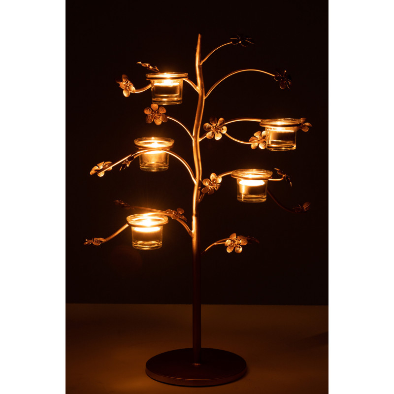 Photophore original Arbre 5 bougies en métal doré 54 cm - 4