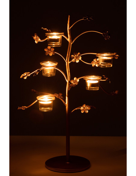 Photophore original Arbre 5 bougies en métal doré 54 cm - 4
