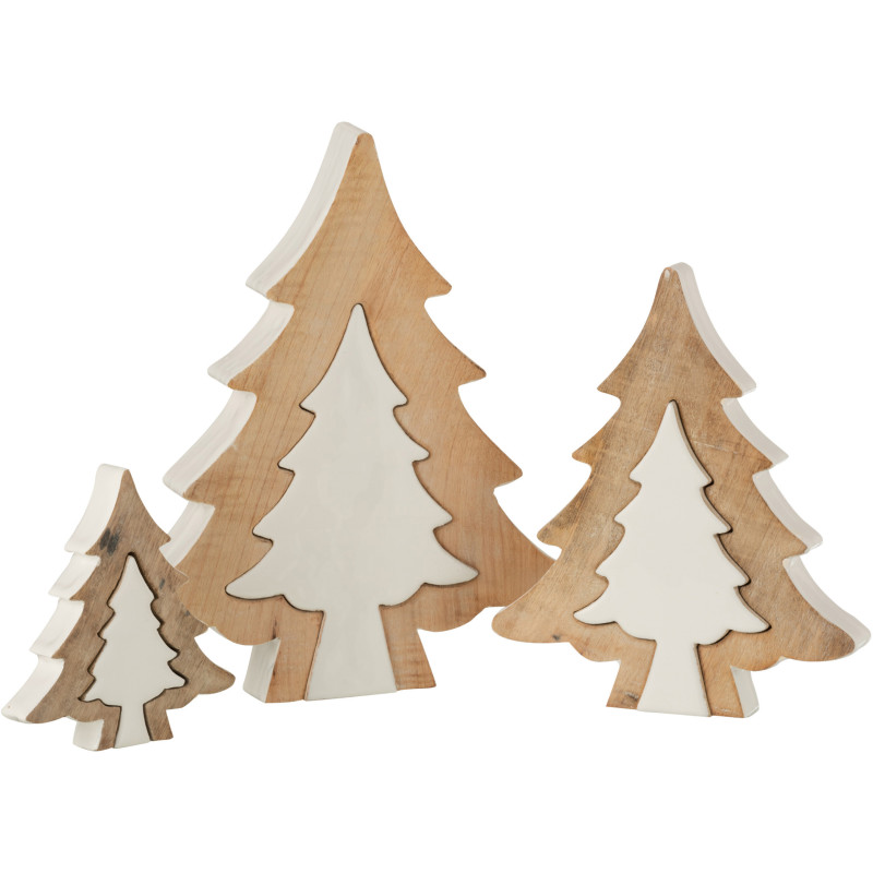 Décoration de Noël Sapin Puzzle 30 cm en Bois de manguier Blanc Naturel - 4