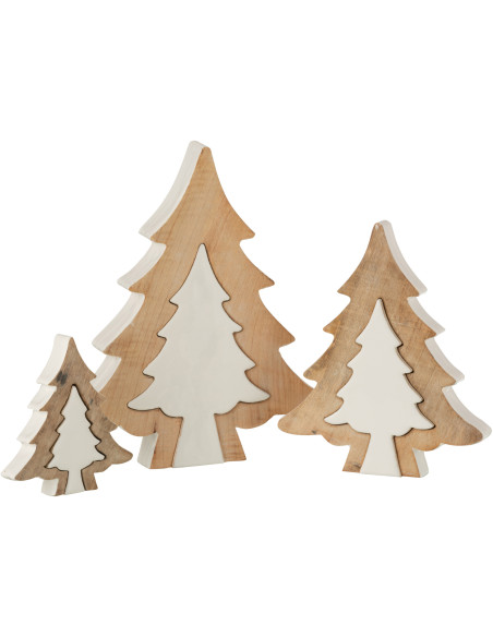 Décoration de Noël Sapin Puzzle 30 cm en Bois de manguier Blanc Naturel - 4