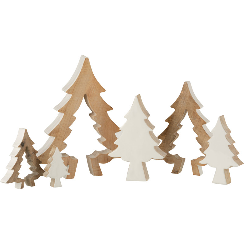Décoration de Noël Sapin Puzzle 30 cm en Bois de manguier Blanc Naturel - 5