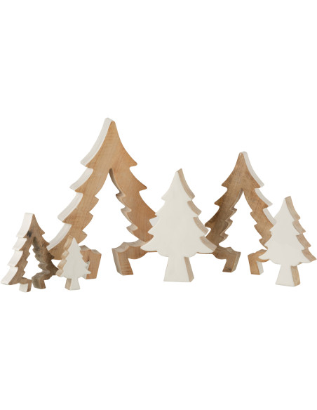 Décoration de Noël Sapin Puzzle 30 cm en Bois de manguier Blanc Naturel - 5