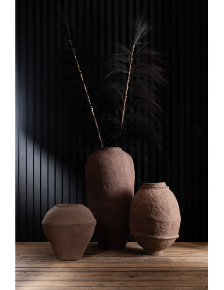 Vase Ovale XXL Chad Hauteur 100 cm en Papier maché Marron - 2