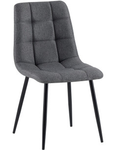 Chaise moderne en Tissu Gris foncé Métal Noir Mat Delphine - 1