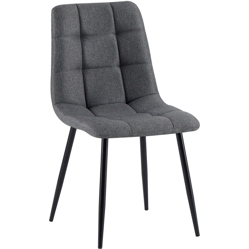 Chaise moderne en Tissu Gris foncé Métal Noir Mat Delphine - 1