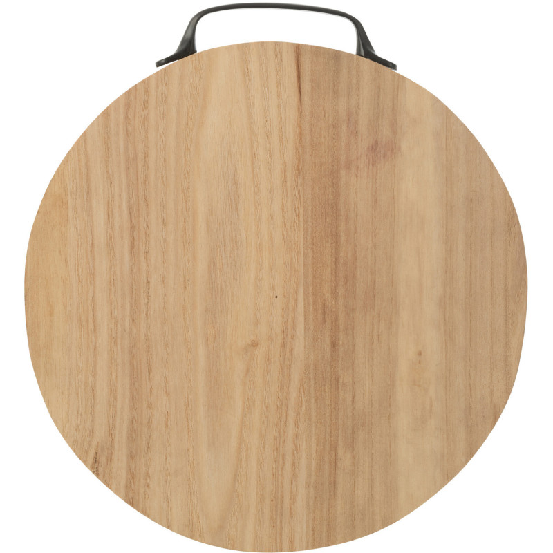 Planche à découper Ronde avec poignée 30 cm Rollas en Bois de paulownia Naturel Métal Noir - 1