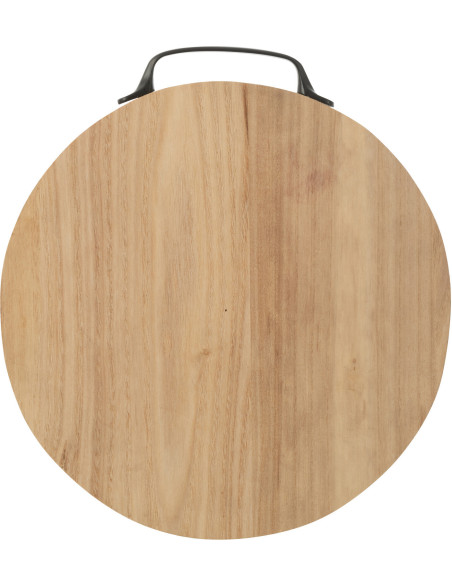 Planche à découper Ronde avec poignée 30 cm Rollas en Bois de paulownia Naturel Métal Noir - 1