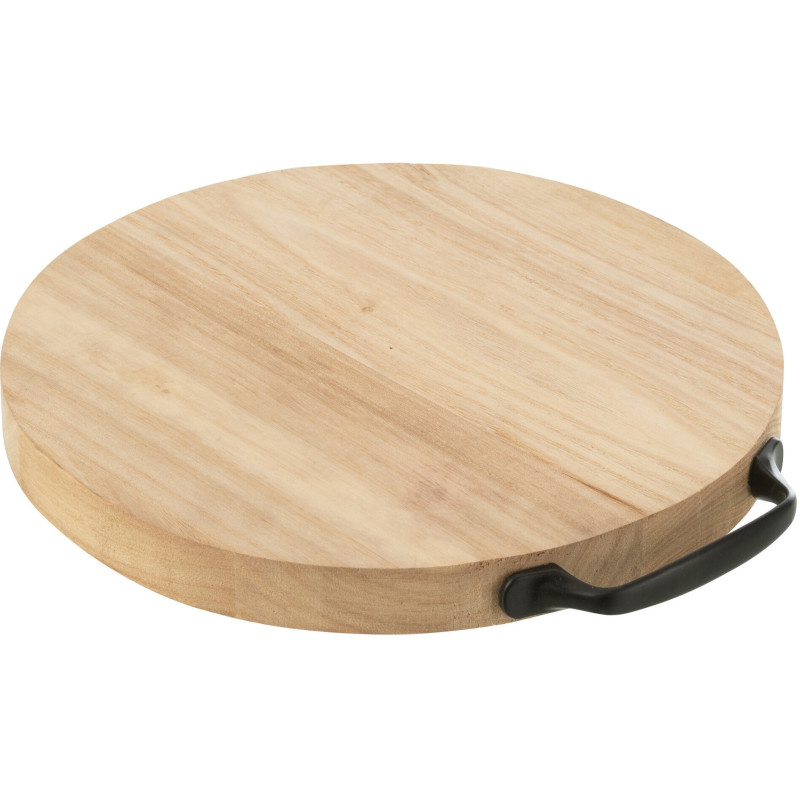 Planche à découper Ronde avec poignée 30 cm Rollas en Bois de paulownia Naturel Métal Noir - 3