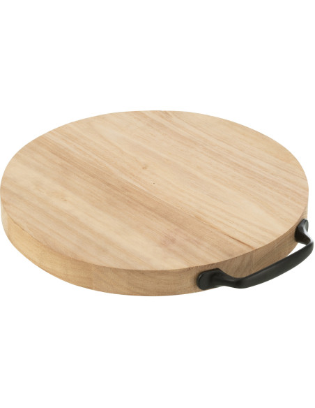 Planche à découper Ronde avec poignée 30 cm Rollas en Bois de paulownia Naturel Métal Noir - 3