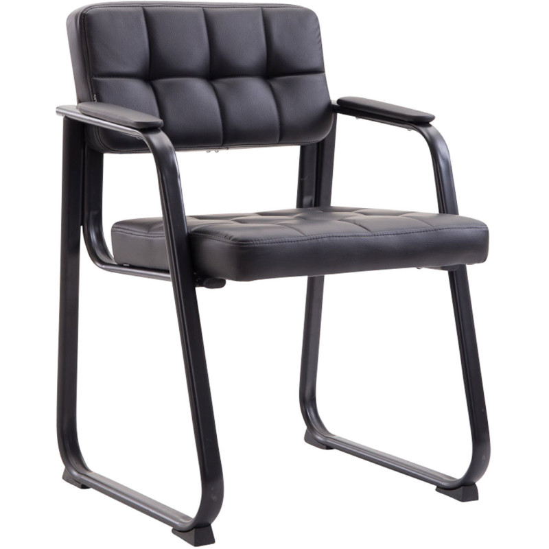 Chaise de bureau Avec accoudoirs Patrice en Polyuréthane Noir Métal Noir Mat - 1