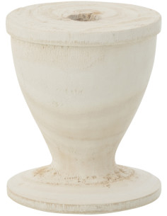 Bougeoir sur pied Tariro Hauteur 15 cm en Bois de paulownia Blanc - 1