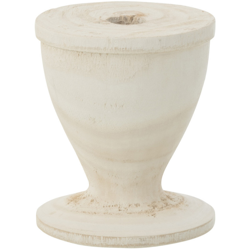 Bougeoir sur pied Tariro Hauteur 15 cm en Bois de paulownia Blanc - 1