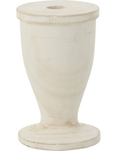 Bougeoir sur pied Tariro Hauteur 20 cm en Bois de paulownia Blanc - 1