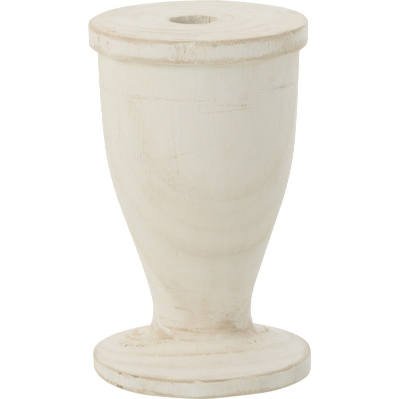 Bougeoir sur pied Tariro Hauteur 20 cm en Bois de paulownia Blanc - 1