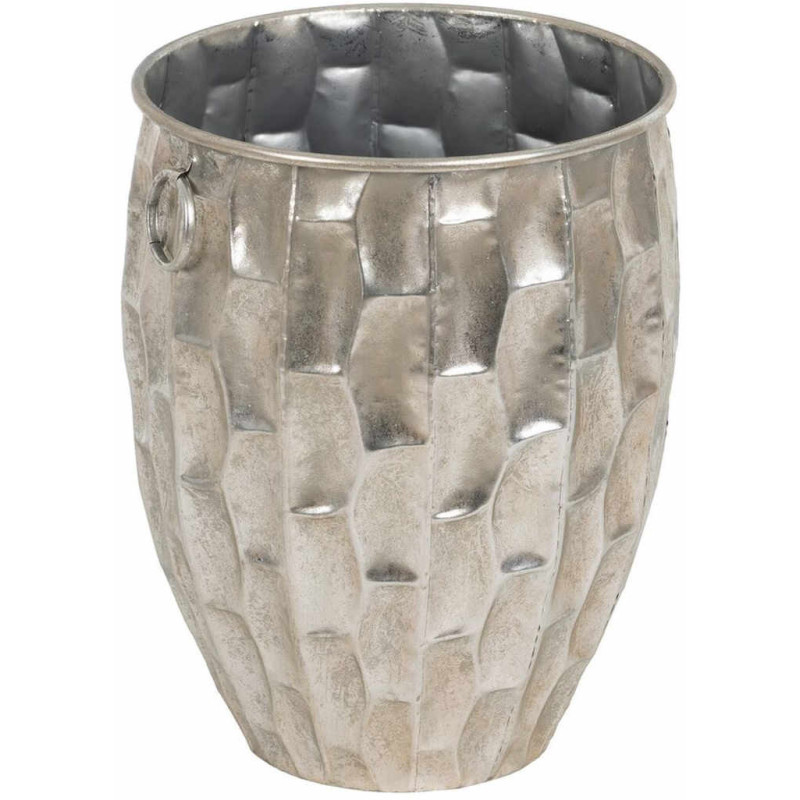 Cache pot haut moderne XL Rond Hauteur 51 cm en Métal Argenté Quendyl - 1