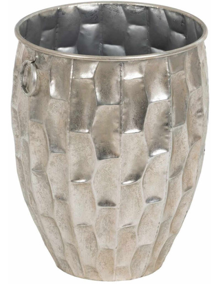Cache pot haut moderne XL Rond Hauteur 51 cm en Métal Argenté Quendyl - 1