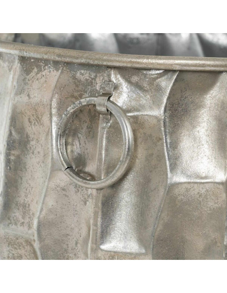 Cache pot haut moderne XL Rond Hauteur 51 cm en Métal Argenté Quendyl - 5