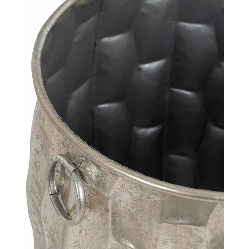 Cache pot haut moderne XL Rond Hauteur 51 cm en Métal Argenté Quendyl - 6