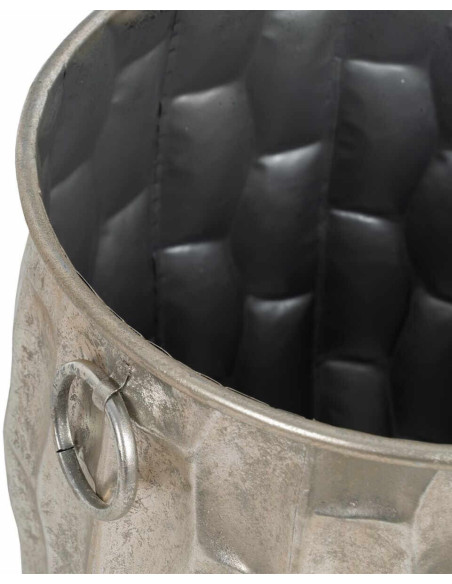 Cache pot haut moderne XL Rond Hauteur 51 cm en Métal Argenté Quendyl - 6