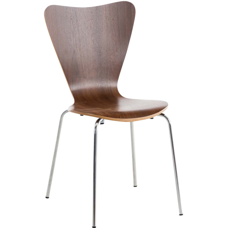 Chaise Candice en Bois Noyer Métal Chromé - 1