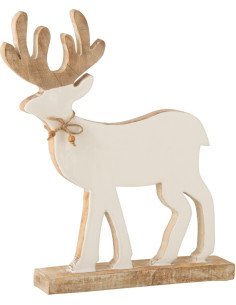 Statuette déco Renne Kirk en Bois de manguier Blanc Naturel - 1