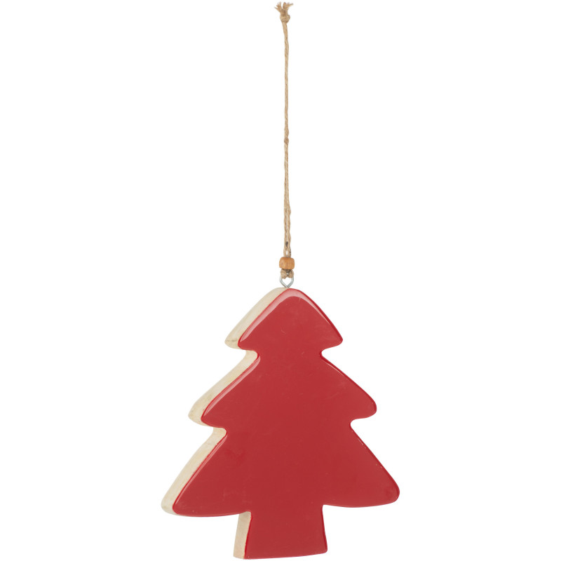 Suspension de Noël XL Sapin en Bois de manguier Rouge Naturel - 1