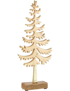 Décoration sur pied Sapin de Noël 35 cm en Métal Doré Bois - 1