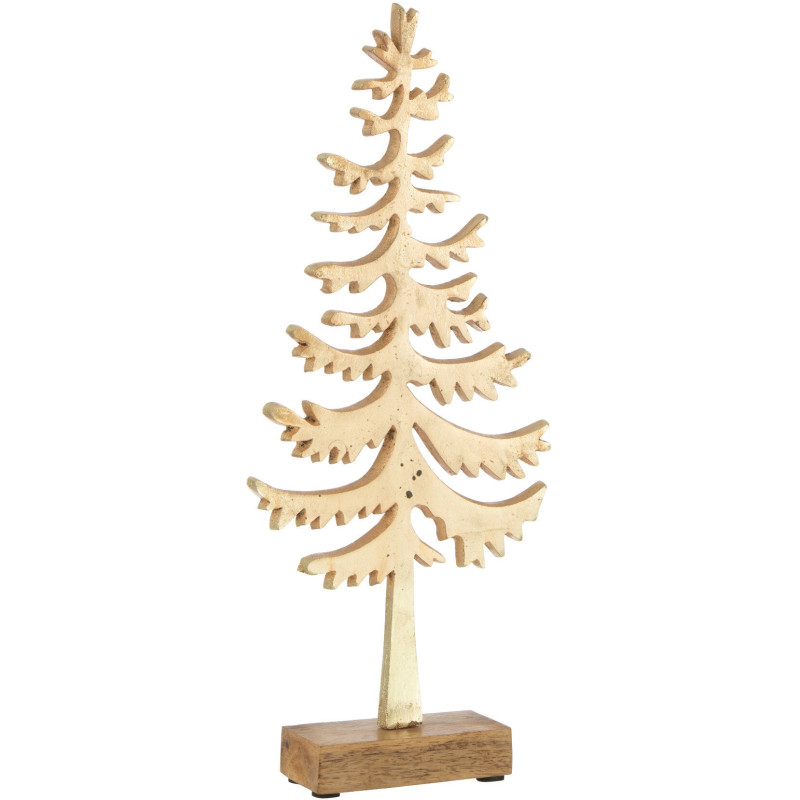 Décoration sur pied Sapin de Noël 35 cm en Métal Doré Bois - 1