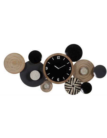 Déco murale XL Horloge en Bois Naturel Métal Noir 128x64 Verthil Ixia - 1