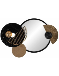 Déco murale Miroir Formes géométriques en Métal Noir Doré 83x54 Nolymar - 1