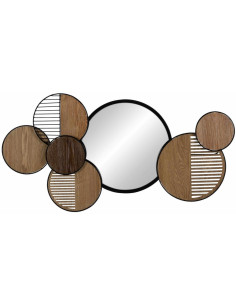 Déco murale XL Miroir moderne en Bois Naturel Métal Noir 123x63 Kelanir - 1