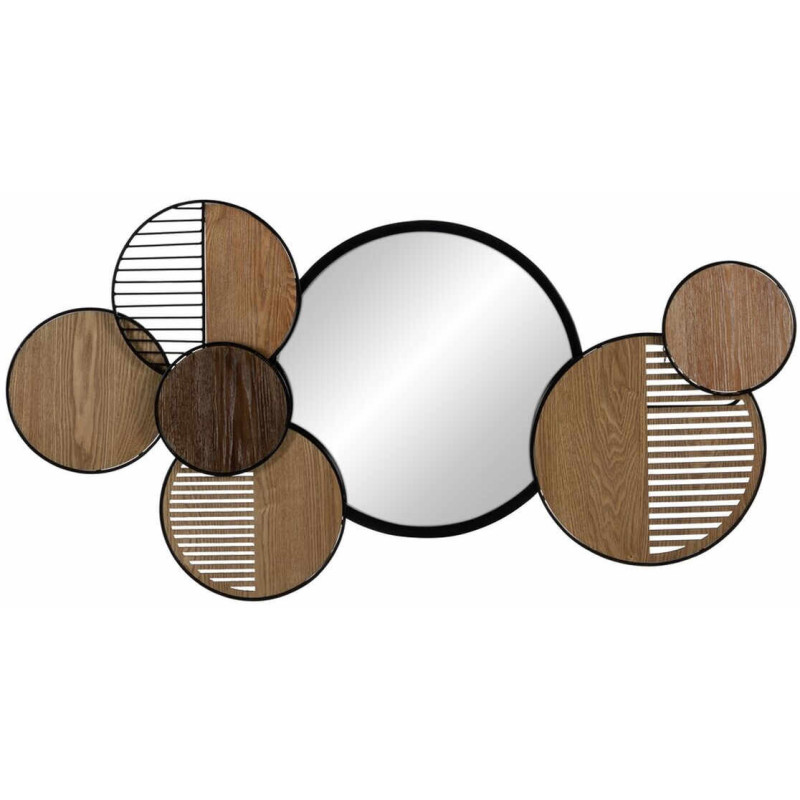 Déco murale XL Miroir moderne en Bois Naturel Métal Noir 123x63 Kelanir - 1