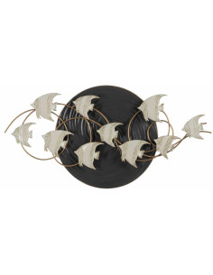 Déco murale moderne XL Poissons en Métal Noir Blanc 119x59 Tyrelis - 1