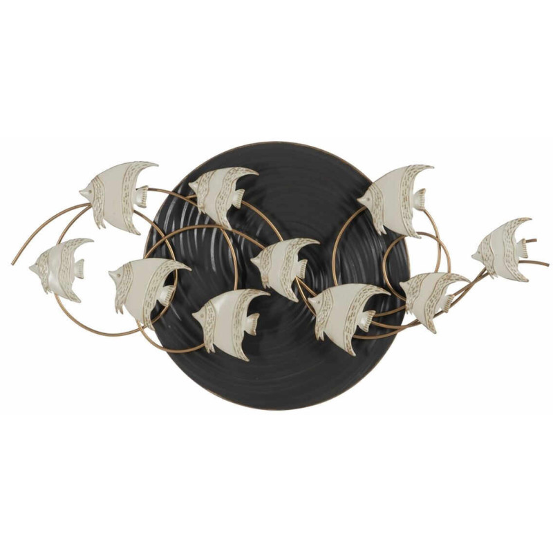 Déco murale moderne XL Poissons en Métal Noir Blanc 119x59 Tyrelis - 1