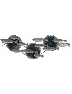 Déco murale XL Poissons en Métal Bleu Argenté 127x42 Zoranil - 1