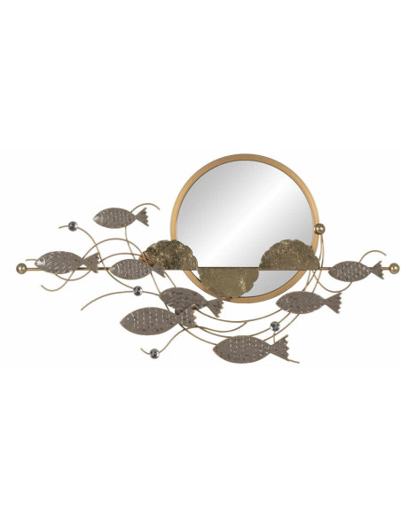 Déco murale XL Miroir Bord de mer en Métal Doré Argenté 102x55 Valynor Ixia - 1