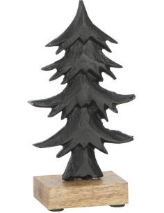 Décoration de Noël Sapin 15 cm Ori en Métal Noir Bois de saule Naturel - 1