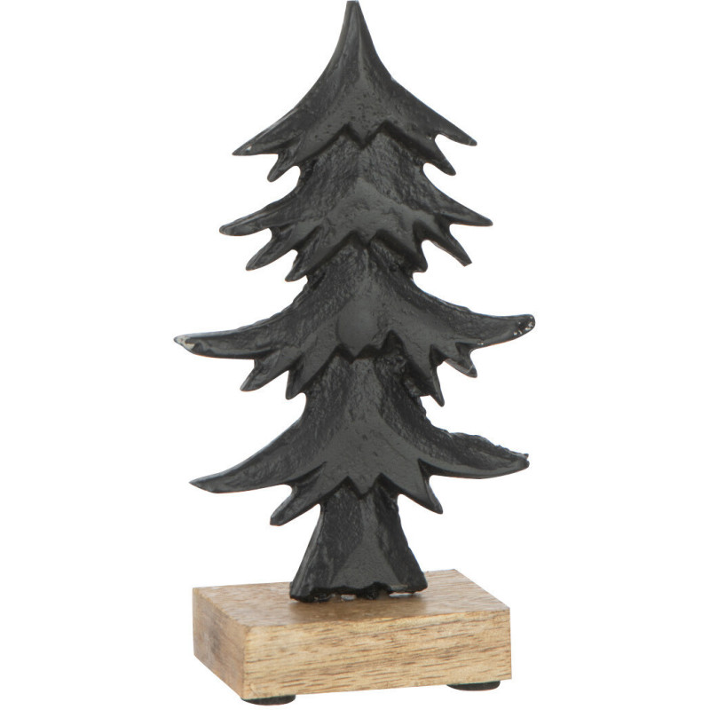 Décoration de Noël Sapin 15 cm Ori en Métal Noir Bois de saule Naturel - 1